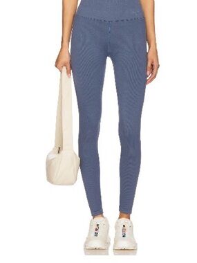 Spiritual Gangster Ribbed High-Waist Leggings in Dusty Blue